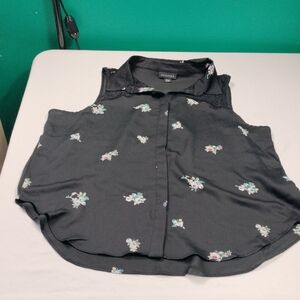 Metaphor Sleeveless Black Floral Top Size XL